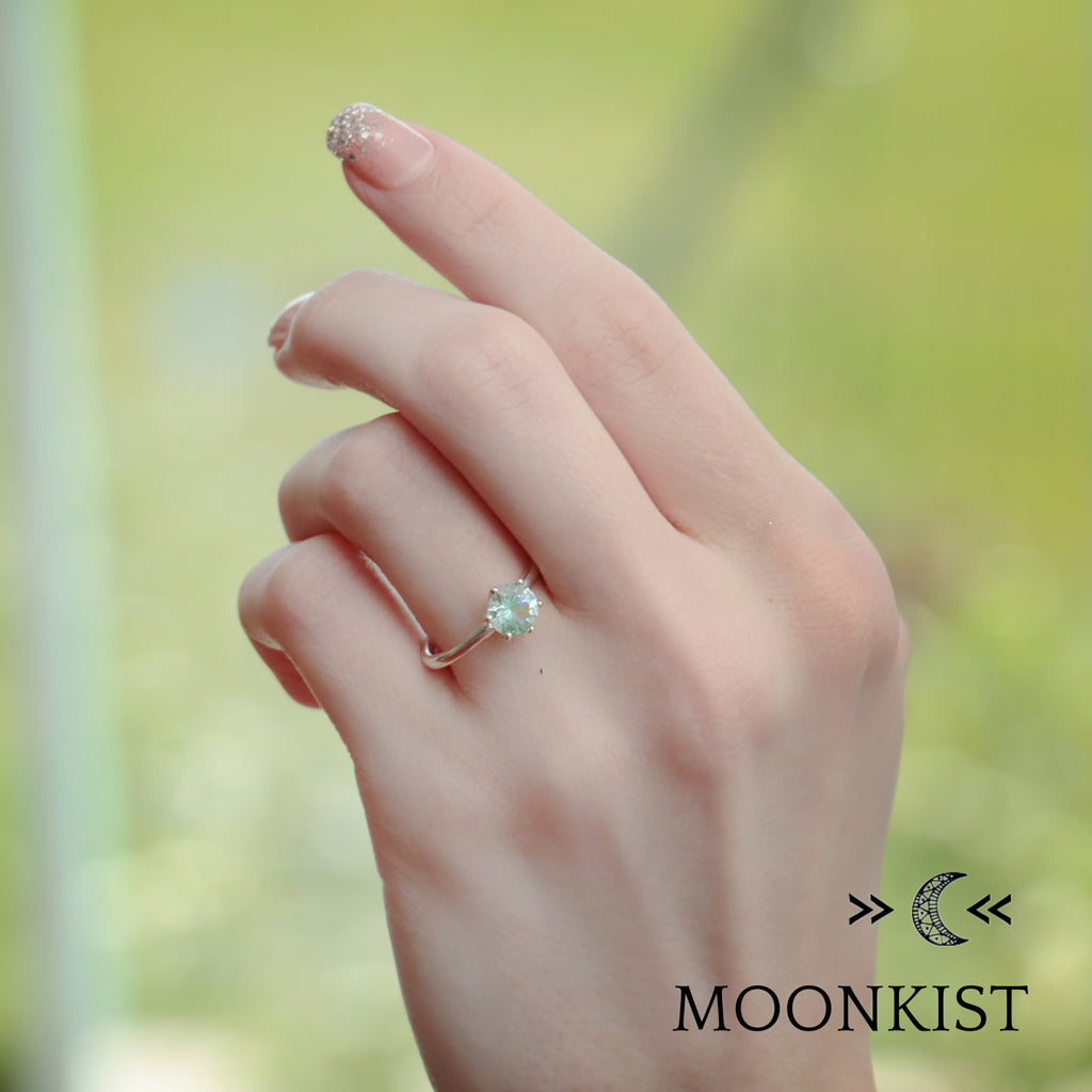Sterling Silver Seafoam Green Engagement Ring | Moonkist Designs | Moonkist Designs