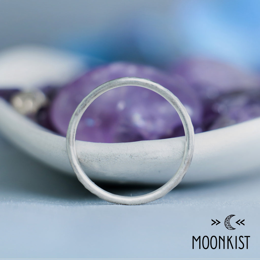 Modern Silver Curved Hammered Wedding Band | Moonkist Designs