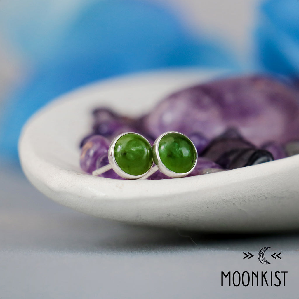Natural Jade Stud Earrings | Moonkist Designs