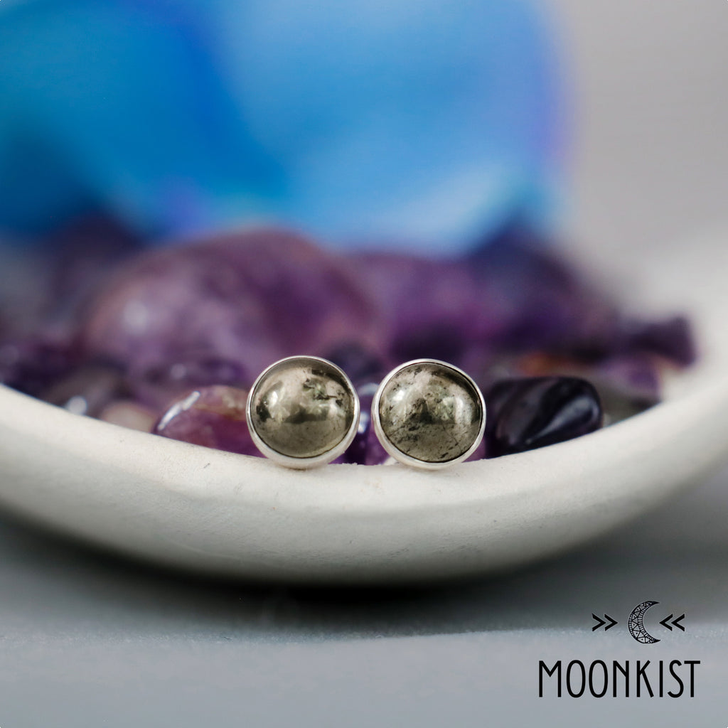 Natural Pyrite Men's Stud Earrings | Moonkist Designs