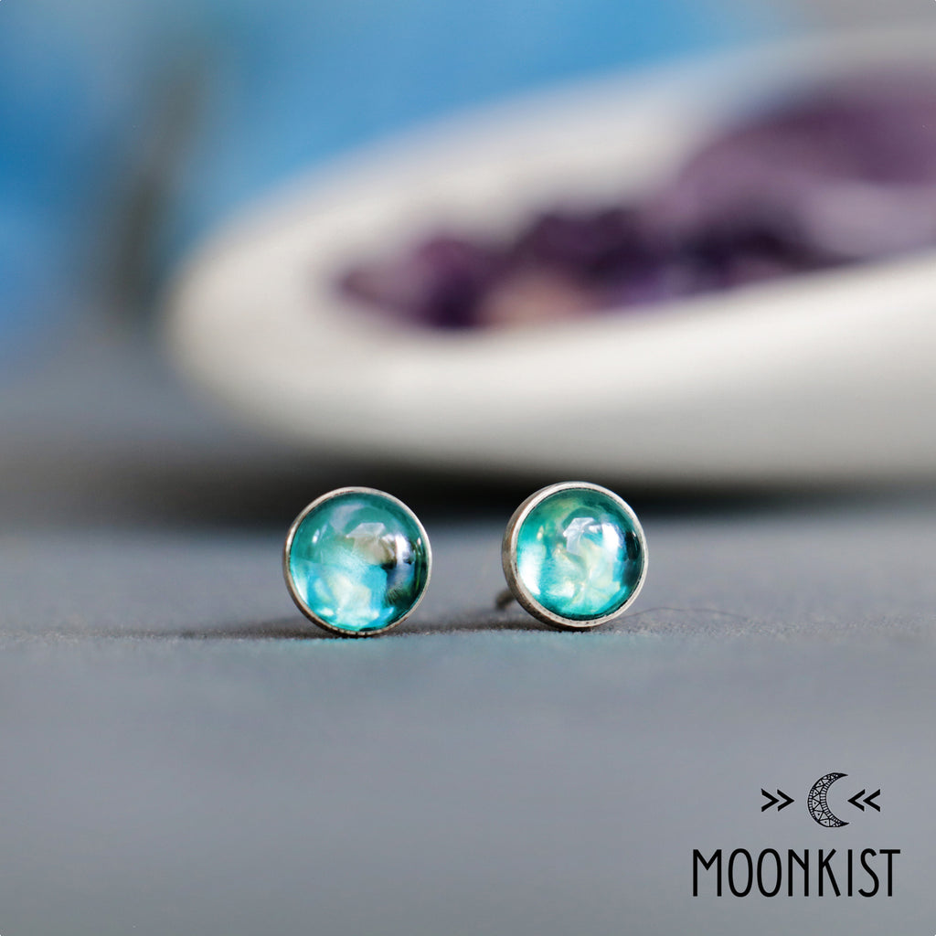Silver Blue Topaz Stud Earrings for Women | Moonkist Designs