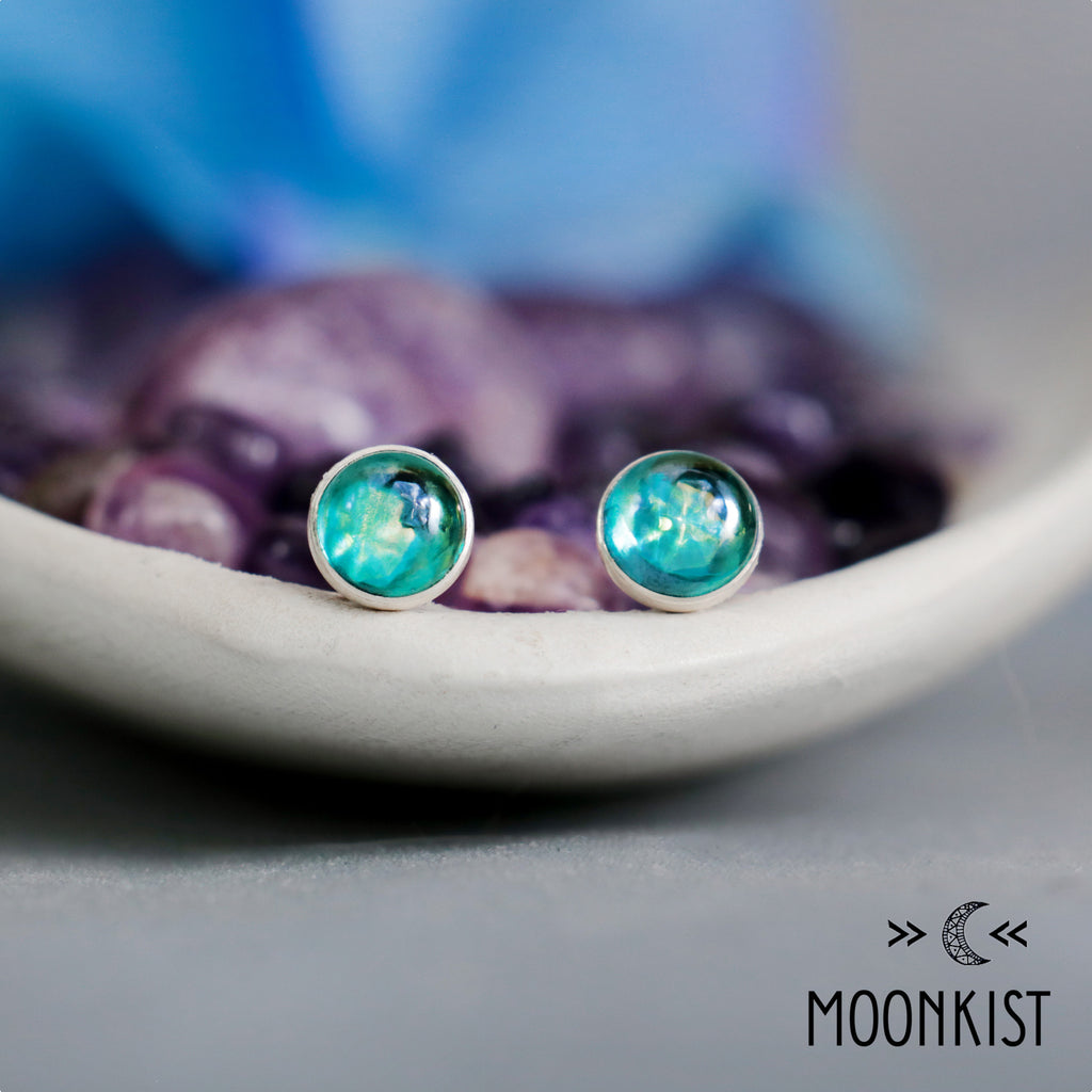Silver Blue Topaz Stud Earrings for Women | Moonkist Designs