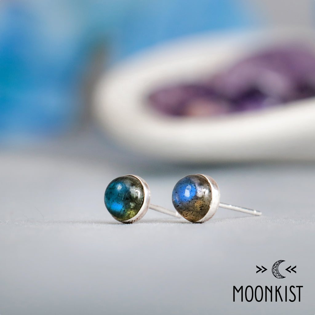 Simple Labradorite Stud Earrings | Moonkist Designs
