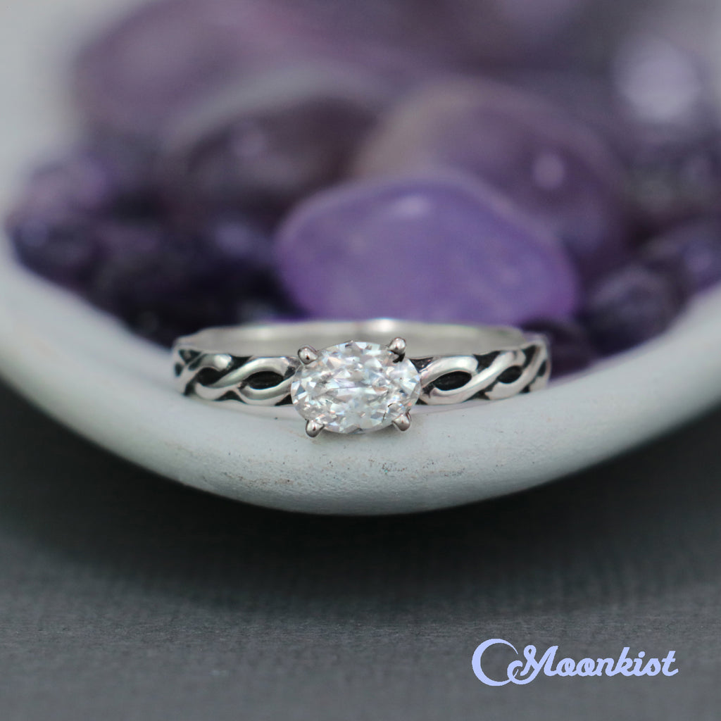 Sterling Silver Celtic Oval Engagement Ring  | Moonkist Designs | Moonkist Designs