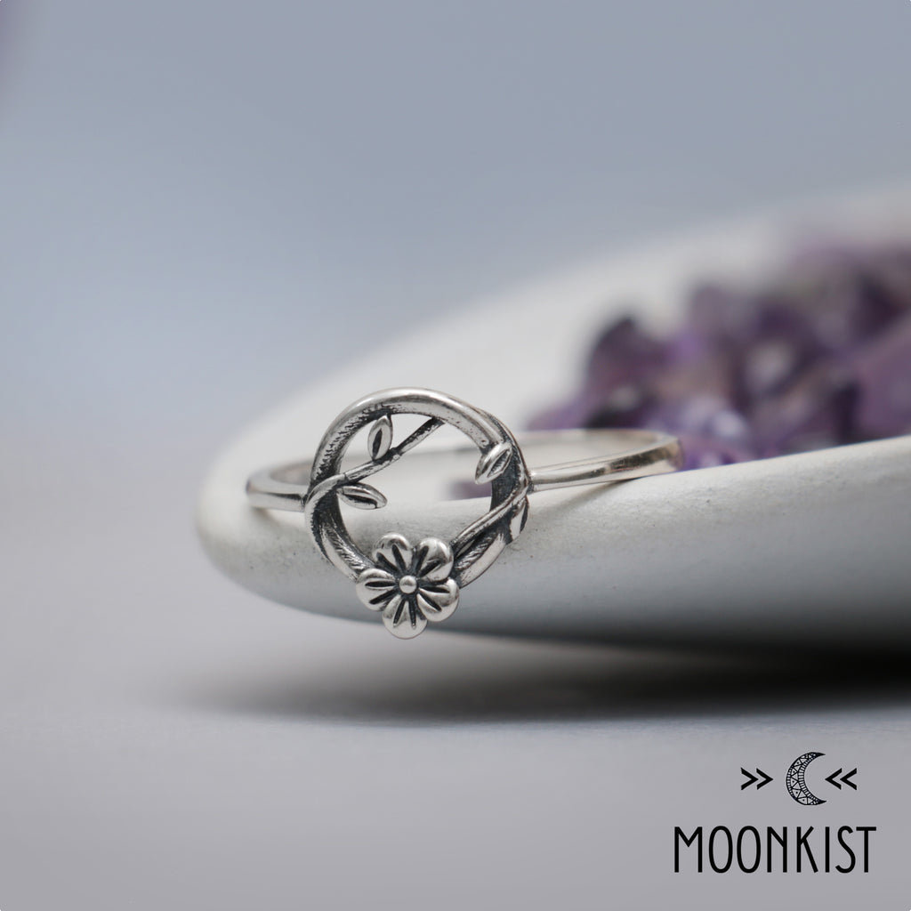 Sterling Silver Cutout Flower and Vine Ring | Moonkist Designs