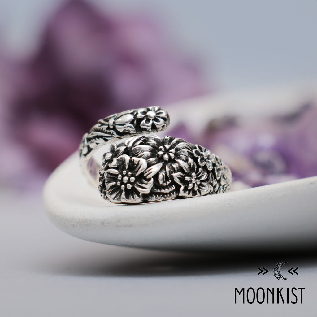 Sterling Silver Floral Spoon Ring | Moonkist Designs