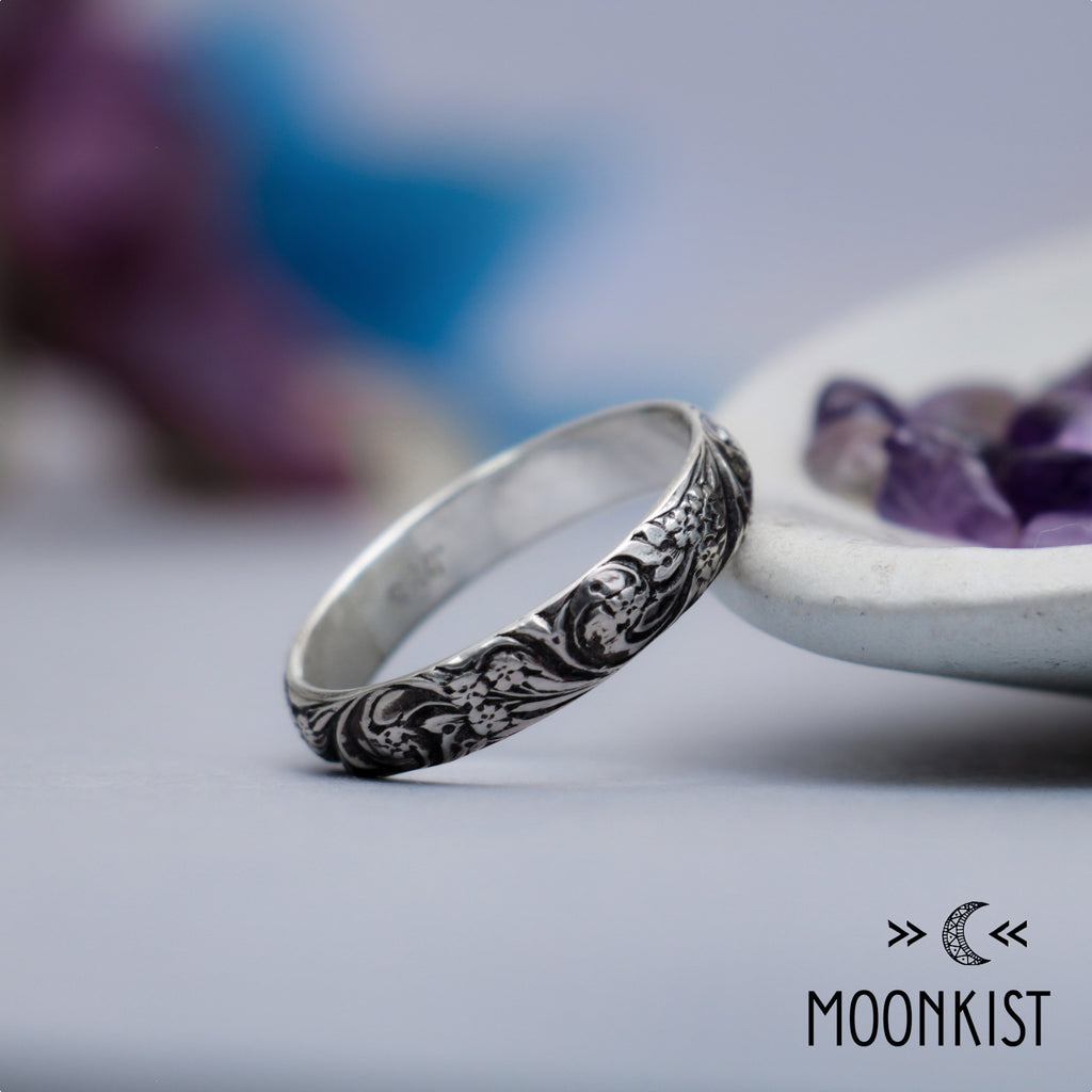 Silver Nature Inspired Wildflower Wedding Ring for Women | Moonkist Designs