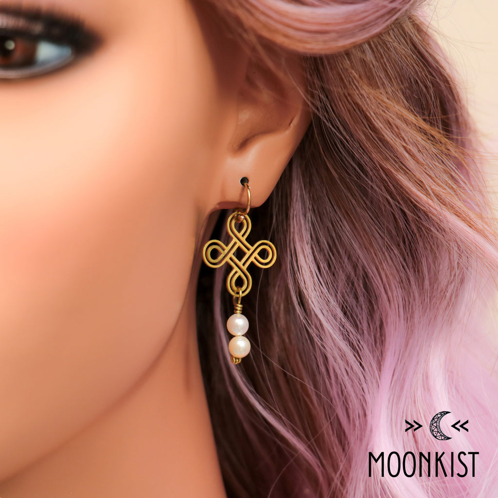 Handmade Pearl and Celtic Knot Earrings | Moonkist Designs