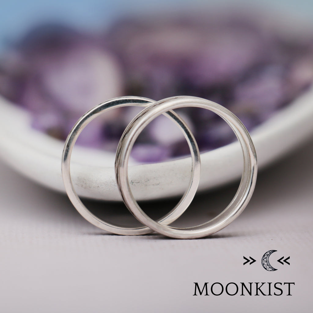 Sterling Silver Engraved Swirl Wedding Band Set  | Moonkist Designs | Moonkist Designs