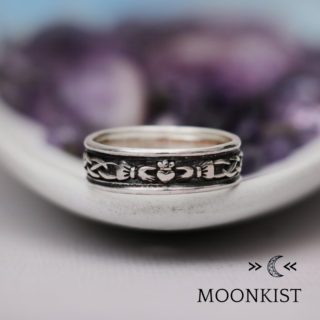 Sterling Silver Wide Claddagh Wedding Band | Moonkist Designs | Moonkist Designs
