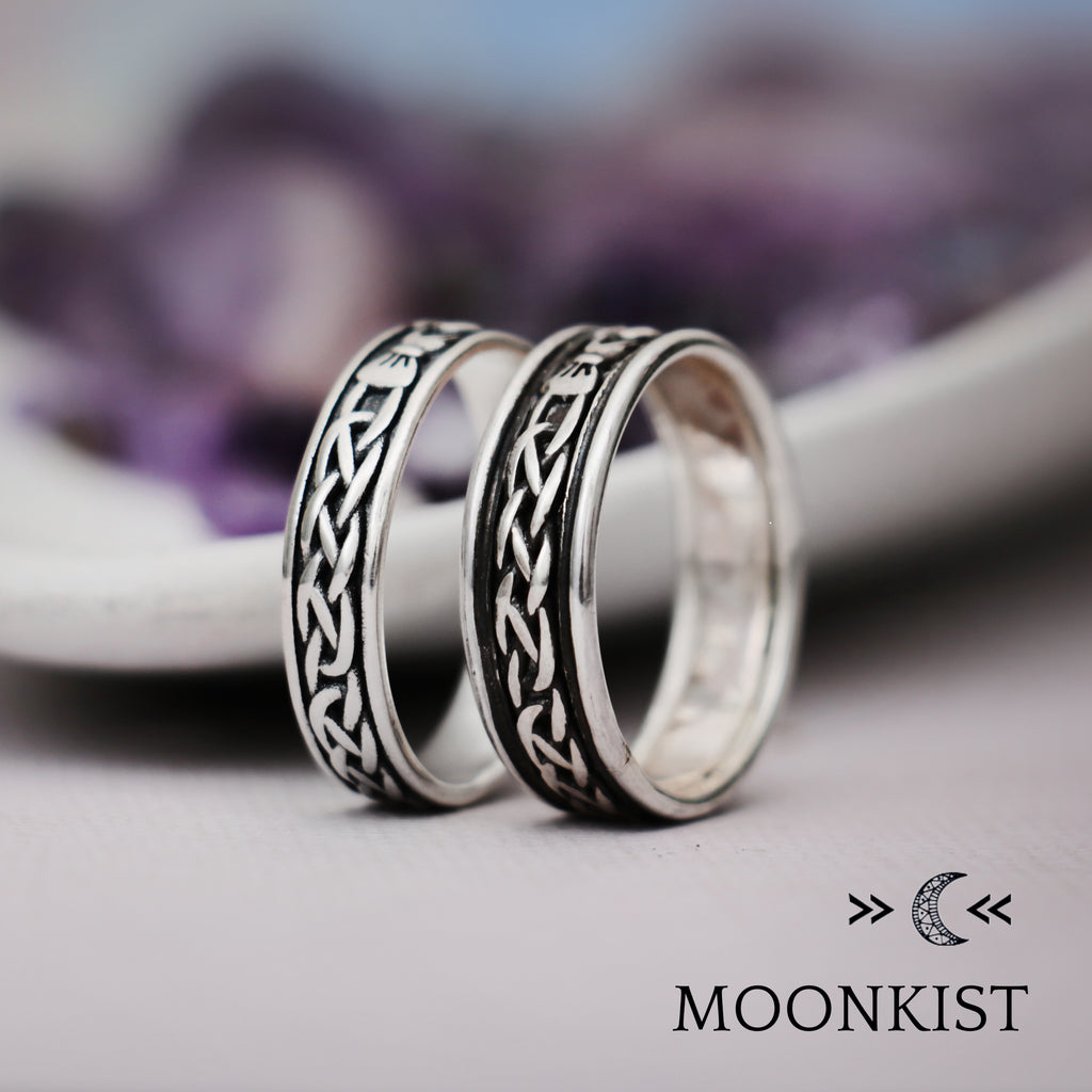 Sterling Silver  His and Hers Claddagh Wedding Band Set | Moonkist Designs | Moonkist Designs