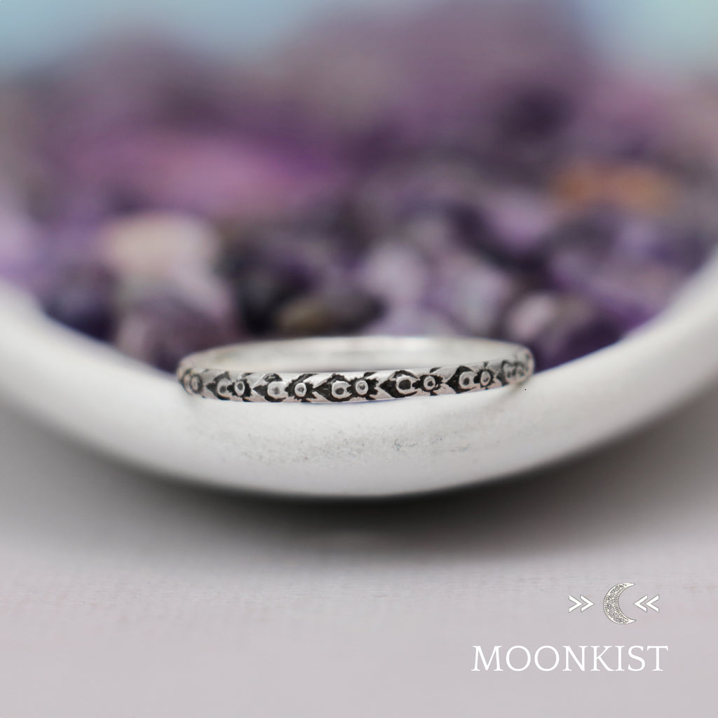 Narrow Iris Flower Wedding Band Ring| Moonkist Designs | Moonkist Designs