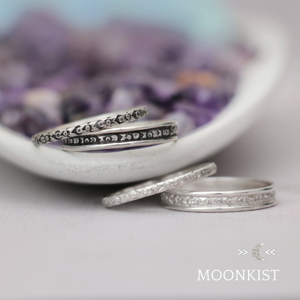 Narrow and Wide Iris Wedding Band Set | Moonkist Designs | Moonkist Designs