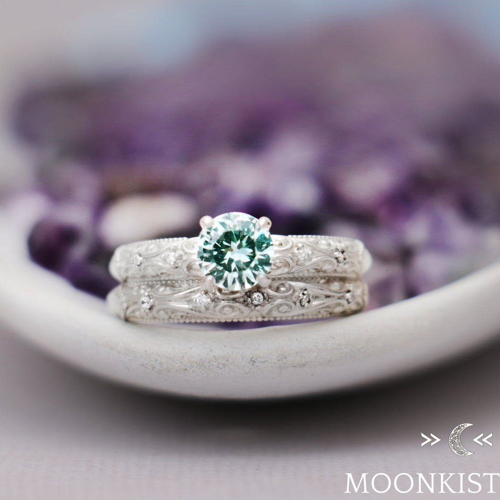 Sterling Silver Vintage Engagement Ring Set | Moonkist Designs | Moonkist Designs