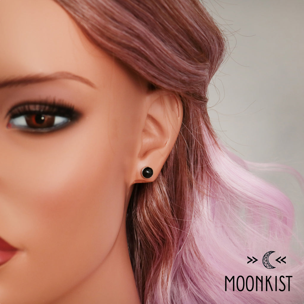 Natural Black Onyx Stud Earrings | Moonkist Designs