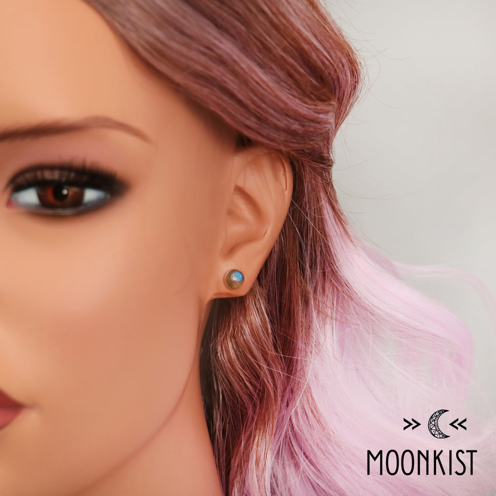 Simple Labradorite Stud Earrings | Moonkist Designs