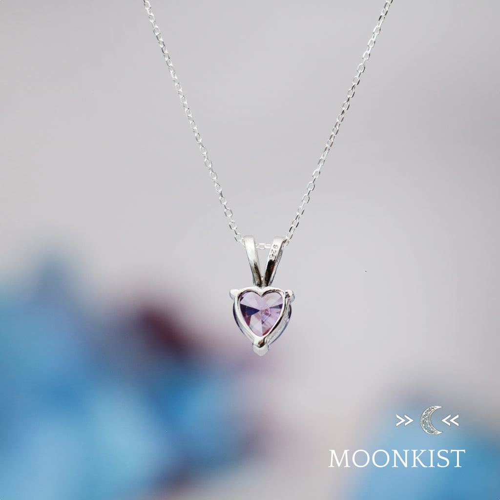 Dainty Amethyst CZ Heart Necklace | Moonkist Designs