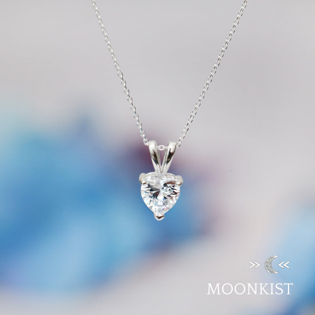 Dainty Clear CZ Heart Necklace | Moonkist Designs