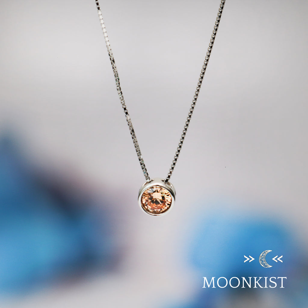 Sterling Silver Dainty Citrine CZ Floating Pendant | Moonkist Designs