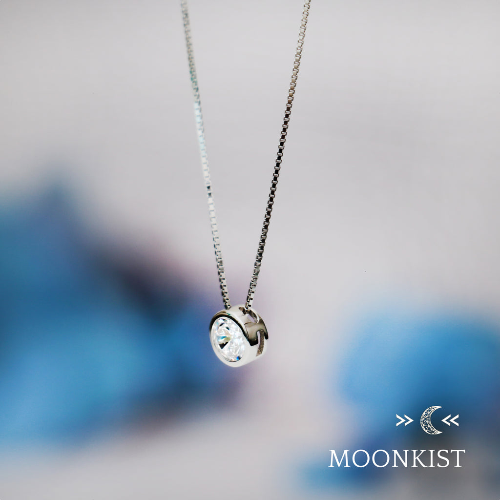 Sterling Silver Dainty Clear CZ Floating Pendant | Moonkist Designs