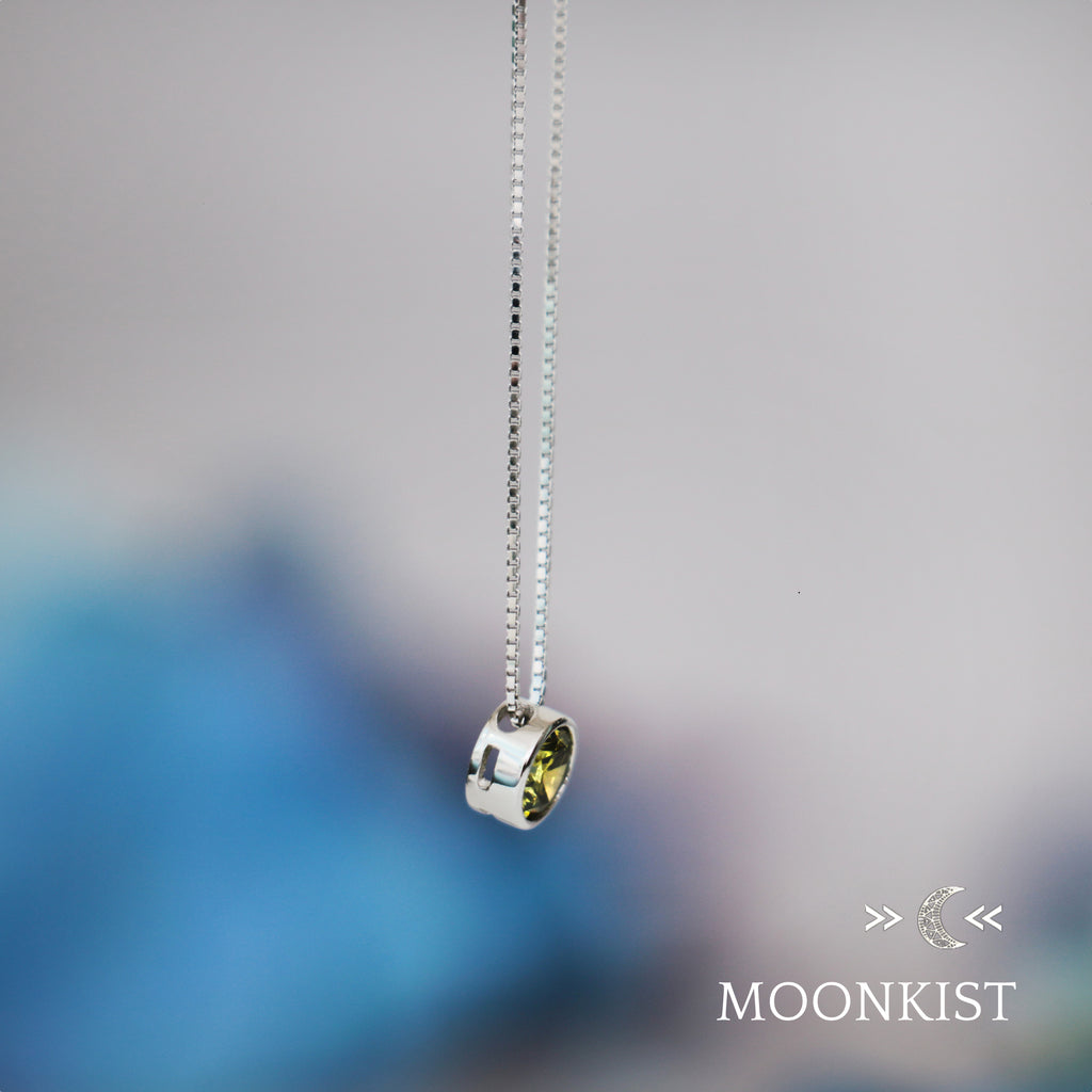 Sterling Silver Dainty Peridot CZ Floating Pendant | Moonkist Designs