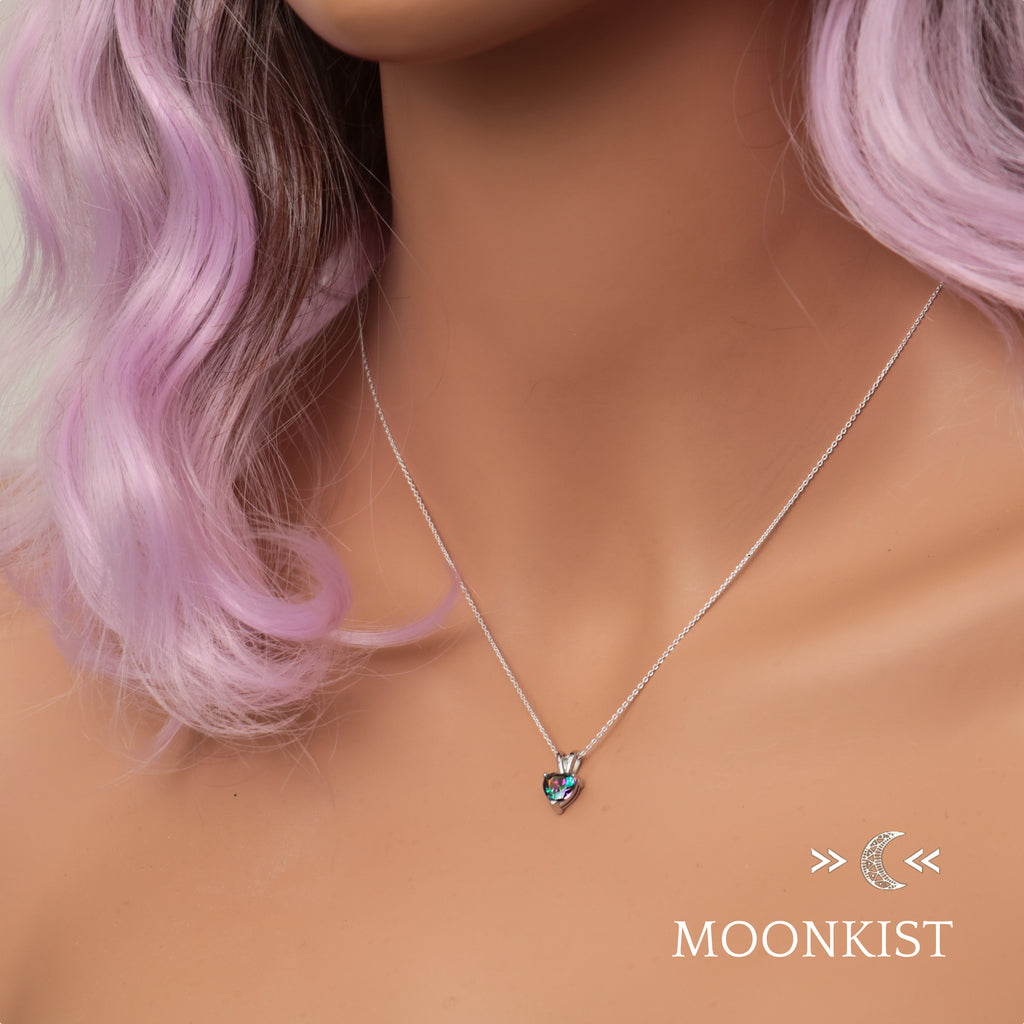 Dainty Mystic Topaz CZ Heart Necklace | Moonkist Designs