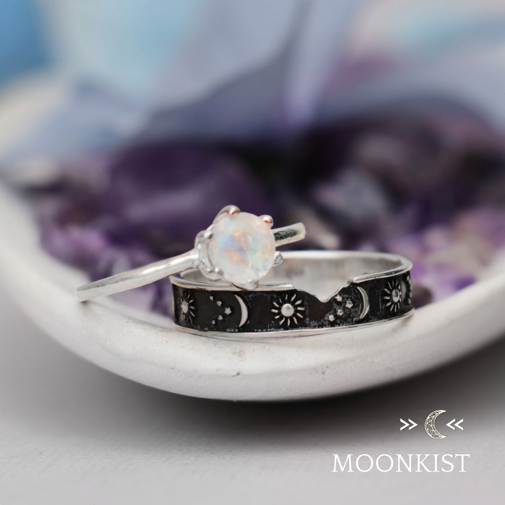 Moon and Stars Engagement Ring Set   | Moonkist Designs | Moonkist Designs