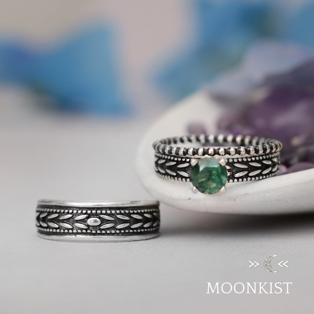 Laurel Leaf Wedding Ring Set | Moonkist Designs | Moonkist Designs