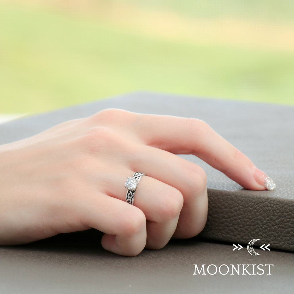 Sterling Silver Celtic Square Engagement Ring | Moonkist Designs | Moonkist Designs