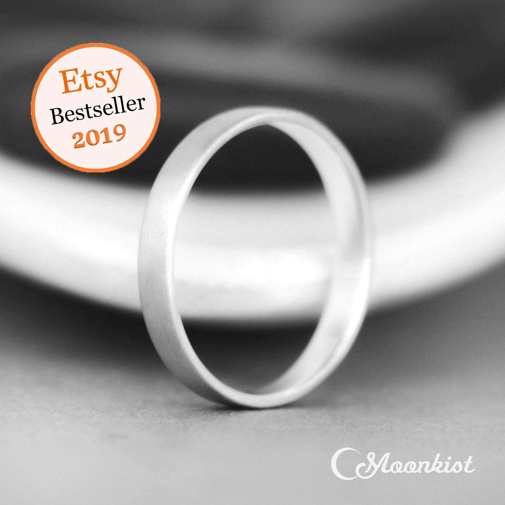 3 mm Silver Comfort Fit Flat Womens Wedding Band | Moonkist Designs