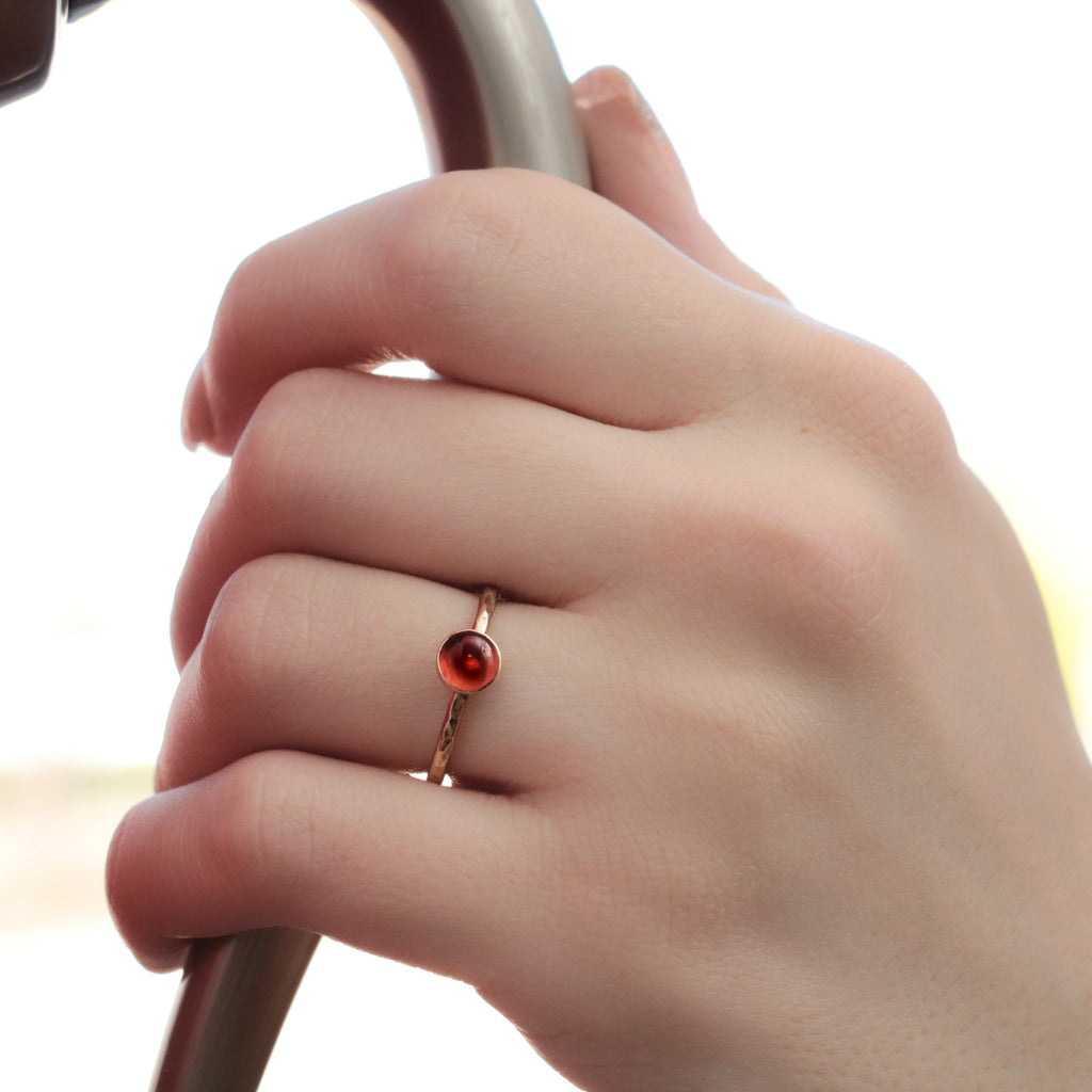 Delicate 14 K Gold Filled Ruby Stacking Promise Ring | Moonkist Designs