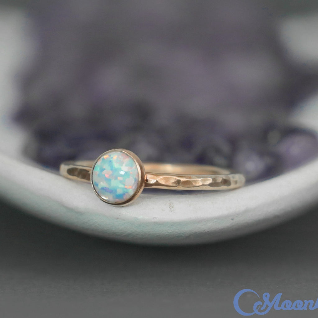 Delicate 14 K Gold Filled Opal Stacking Promise Ring | Moonkist Designs