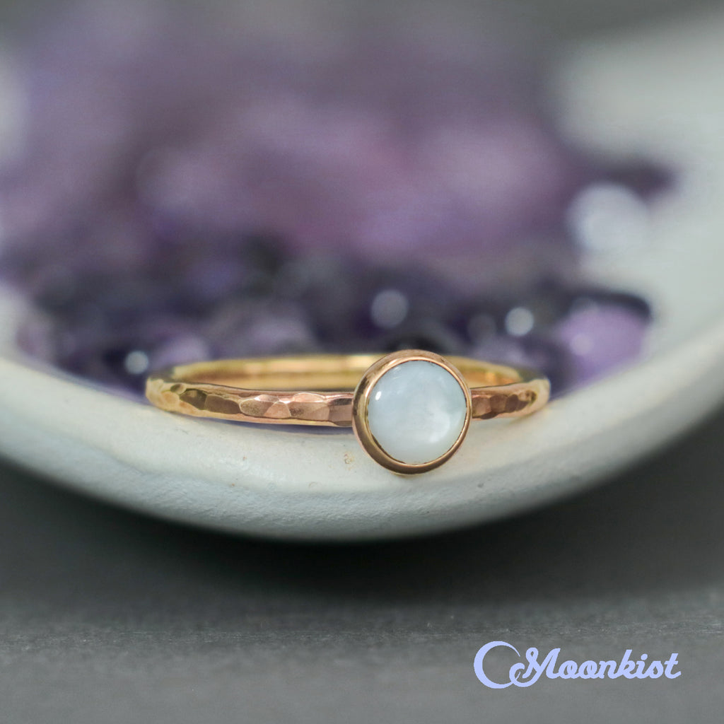 Delicate 14 K Gold Filled Pearl Stacking Promise Ring | Moonkist Designs