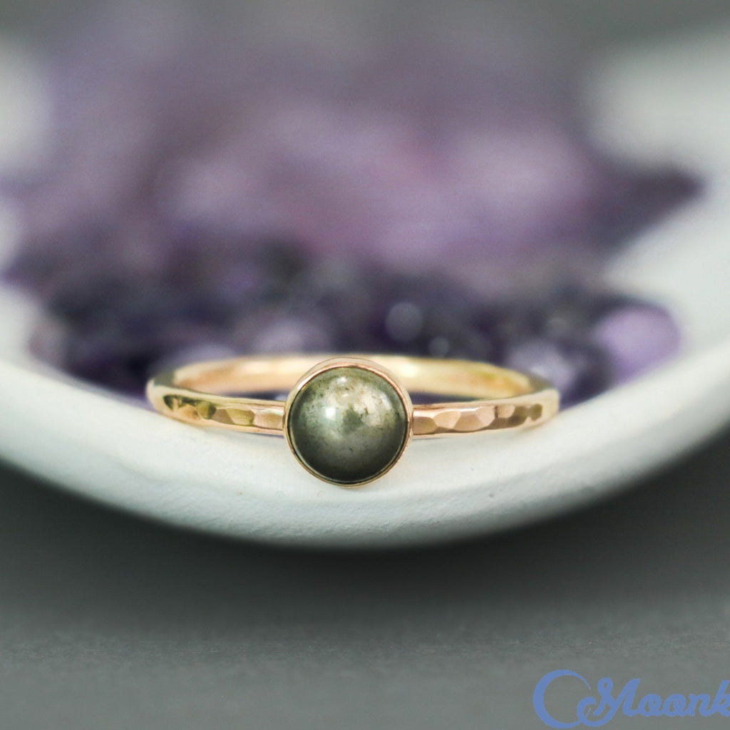 Delicate 14 K Gold Filled Pyrite Stacking Promise Ring | Moonkist Designs