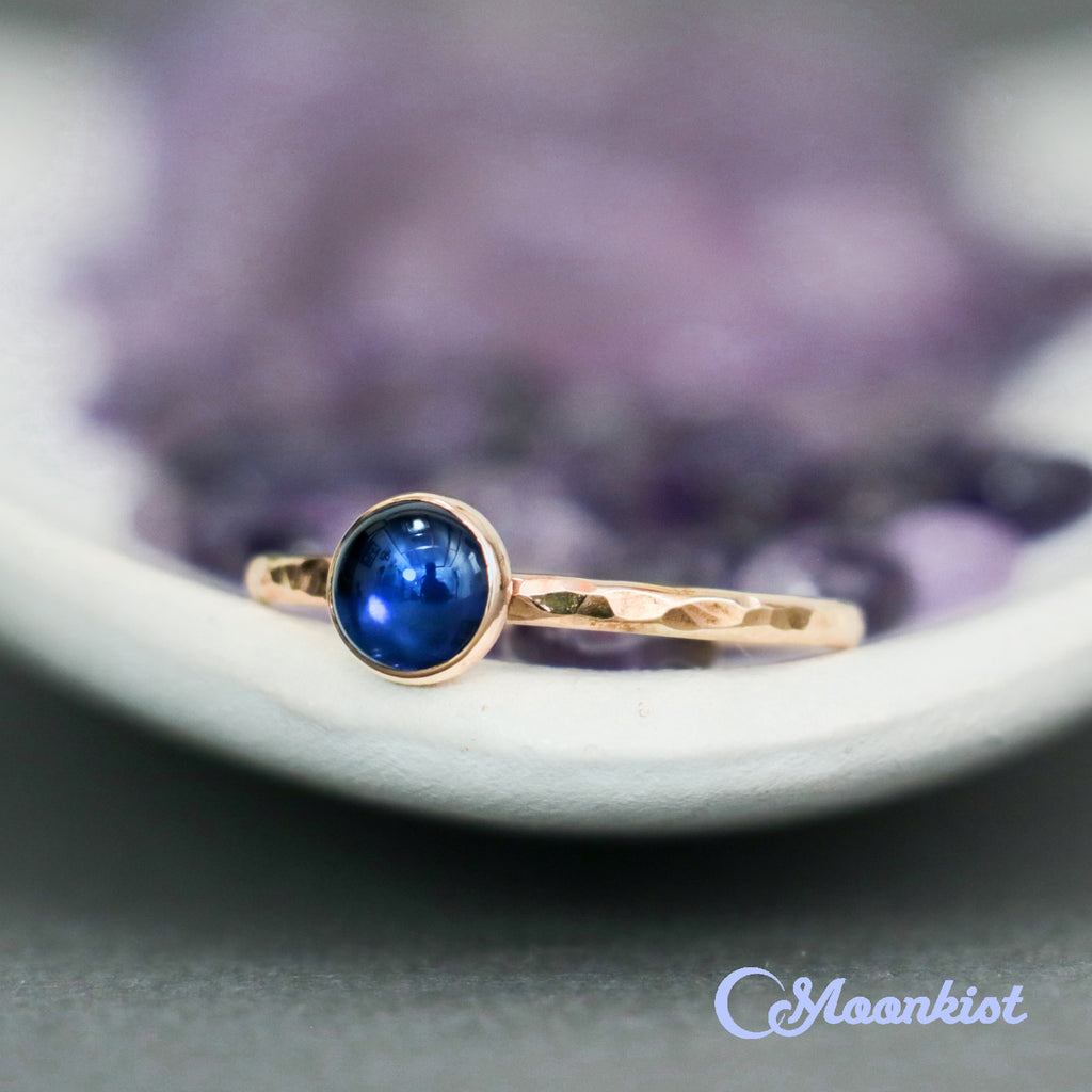 Delicate 14 K Gold Filled Blue Sapphire Stacking Promise Ring | Moonkist Designs