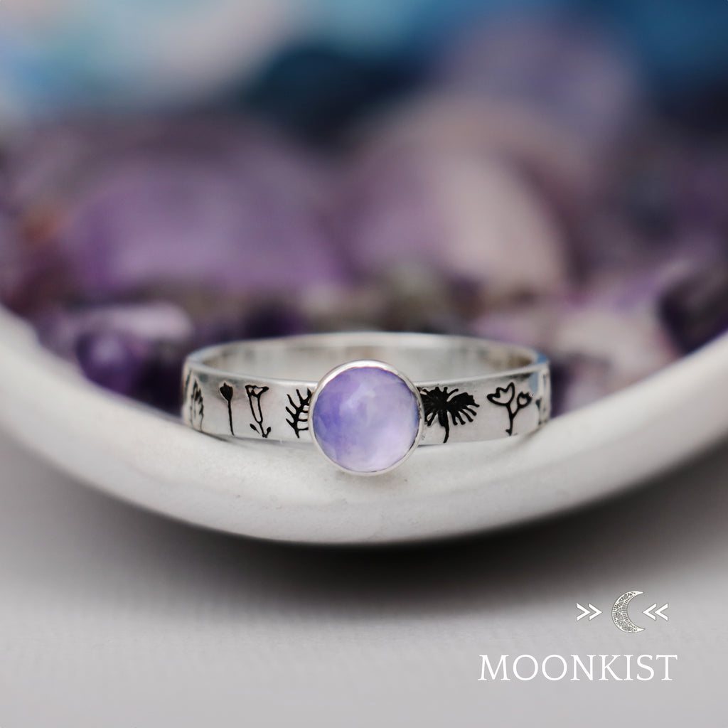 Flower Engraved Engagement Ring  | Moonkist Designs | Moonkist Designs