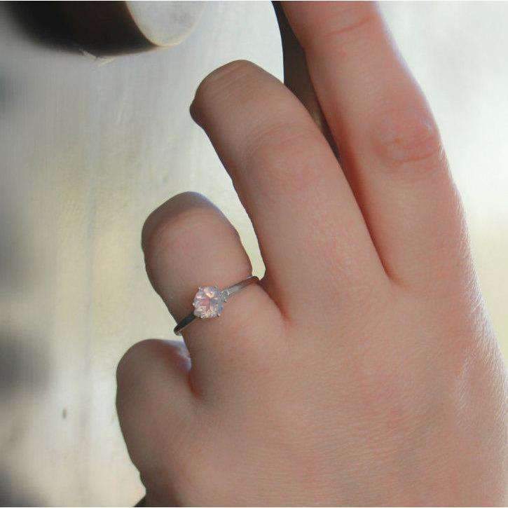 Classic Silver Lavender Moon Quartz Solitaire Gemstone Ring | Moonkist Designs