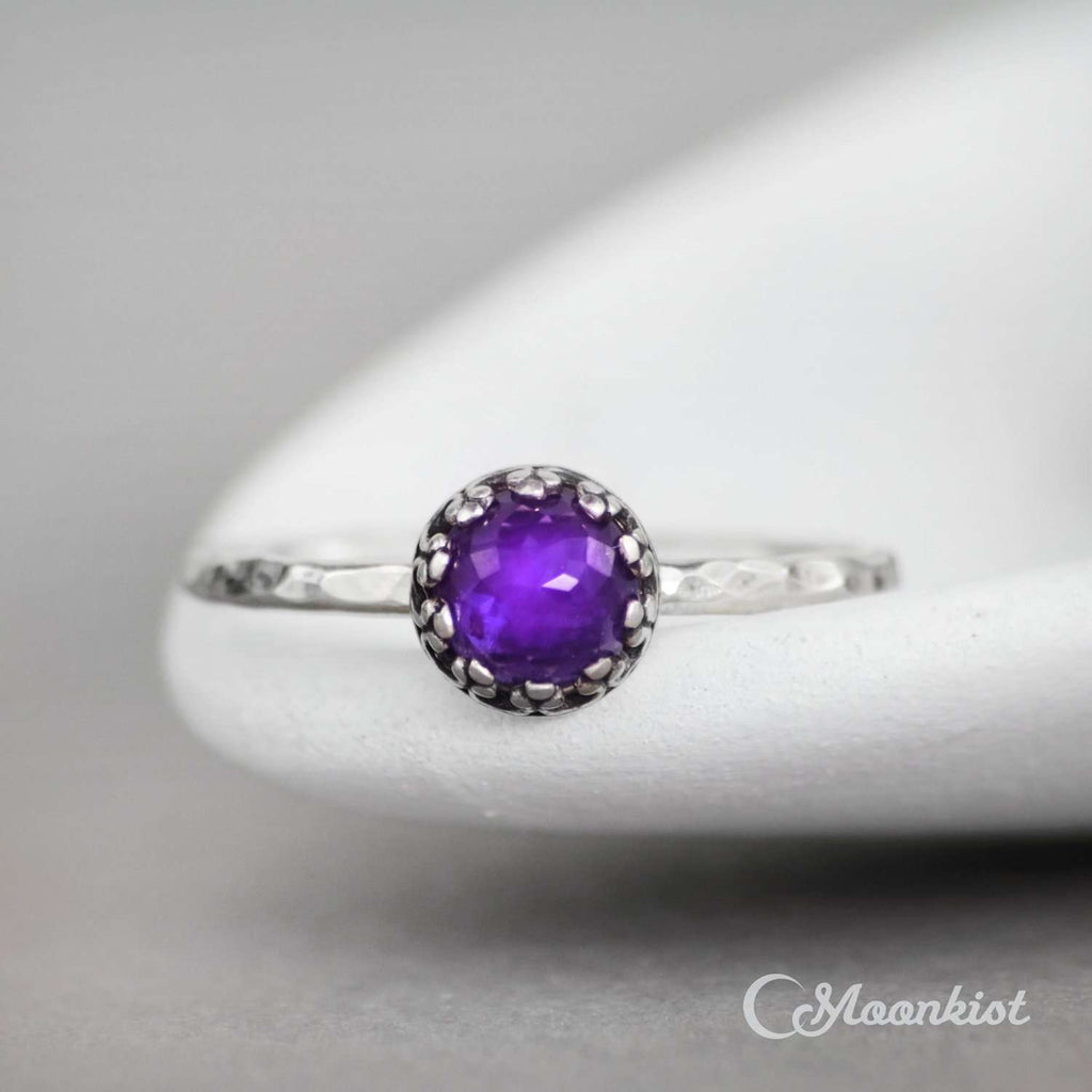 Dainty Purple Amethyst Promise Ring, Sterling Silver | Moonkist Designs