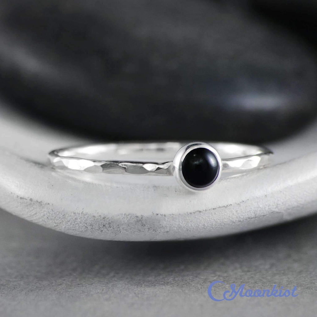 Dainty Silver Onyx Pinky Ring | Moonkist Designs