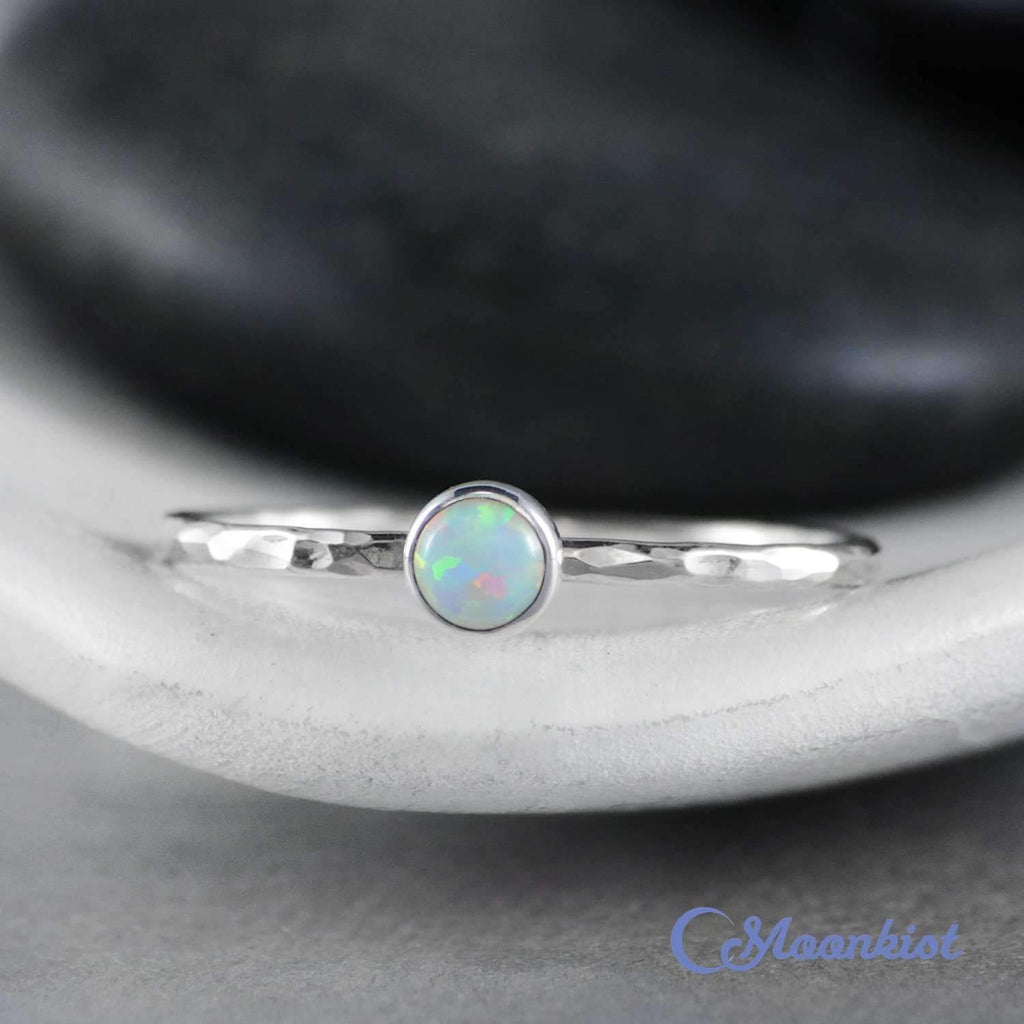 Dainty Silver Opal Pinky Ring | Moonkist Designs