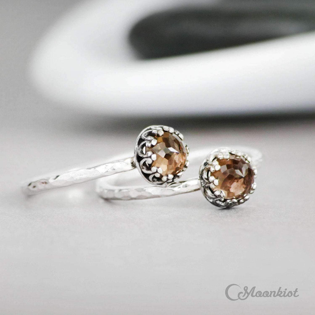 Dainty Smoky Quartz Promise Ring, Sterling Silver | Moonkist Designs