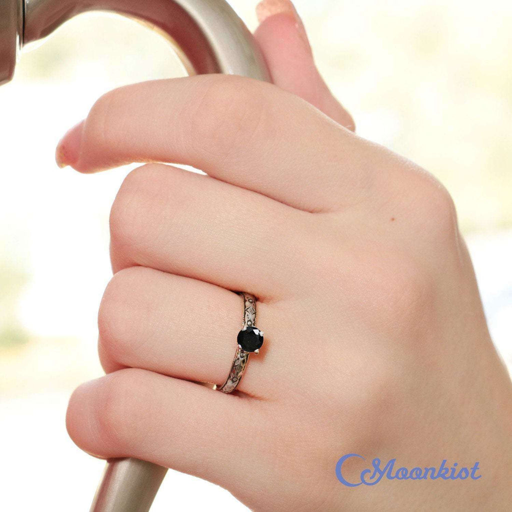 Sterling Silver Black Spinel Promise Ring | Moonkist Designs