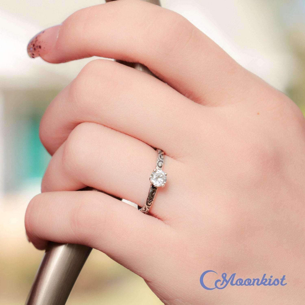 Romantic Swirl Engagement Ring in Sterling Silver | Moonkist Designs
