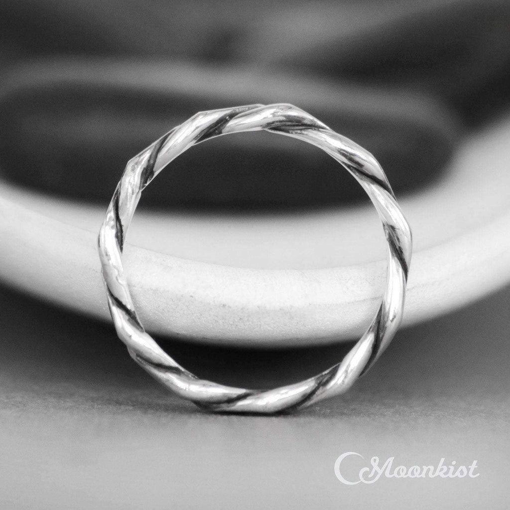 Silver Hammered Twist Wedding Band | Moonkist Designs