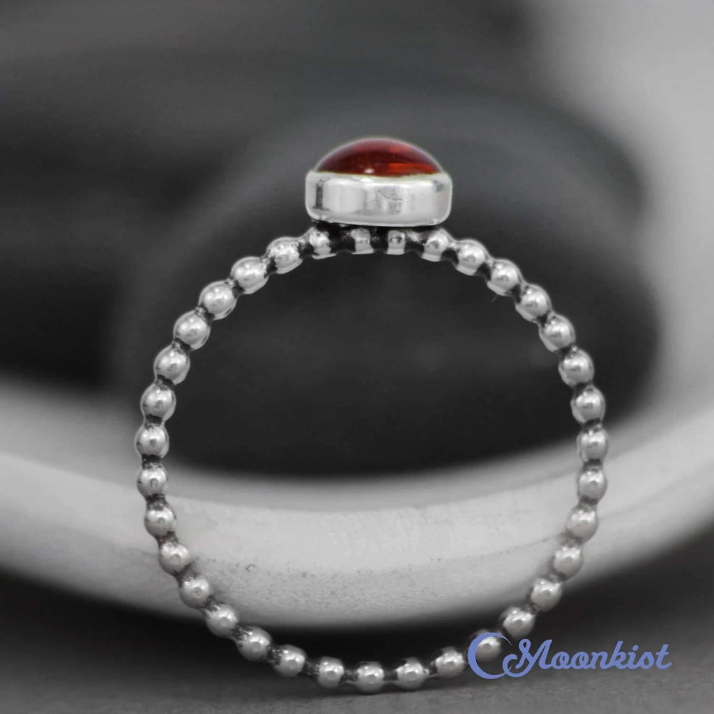 Simple Beaded Silver Promise Ring For Her | Moonkist Designs