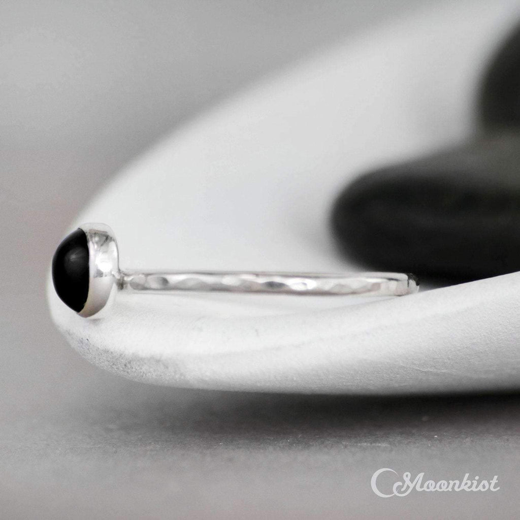 Simple Black Onyx Gemstone Stacking Ring | Moonkist Designs