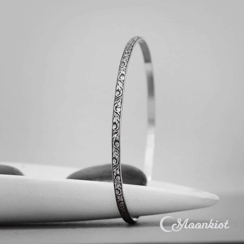 Tendril and Vine Silver Bangle Bracelet | Moonkist Designs
