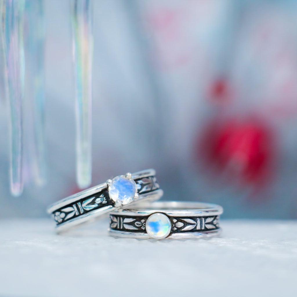 Forget Me Not Couples Promise Ring Set | Moonkist Designs