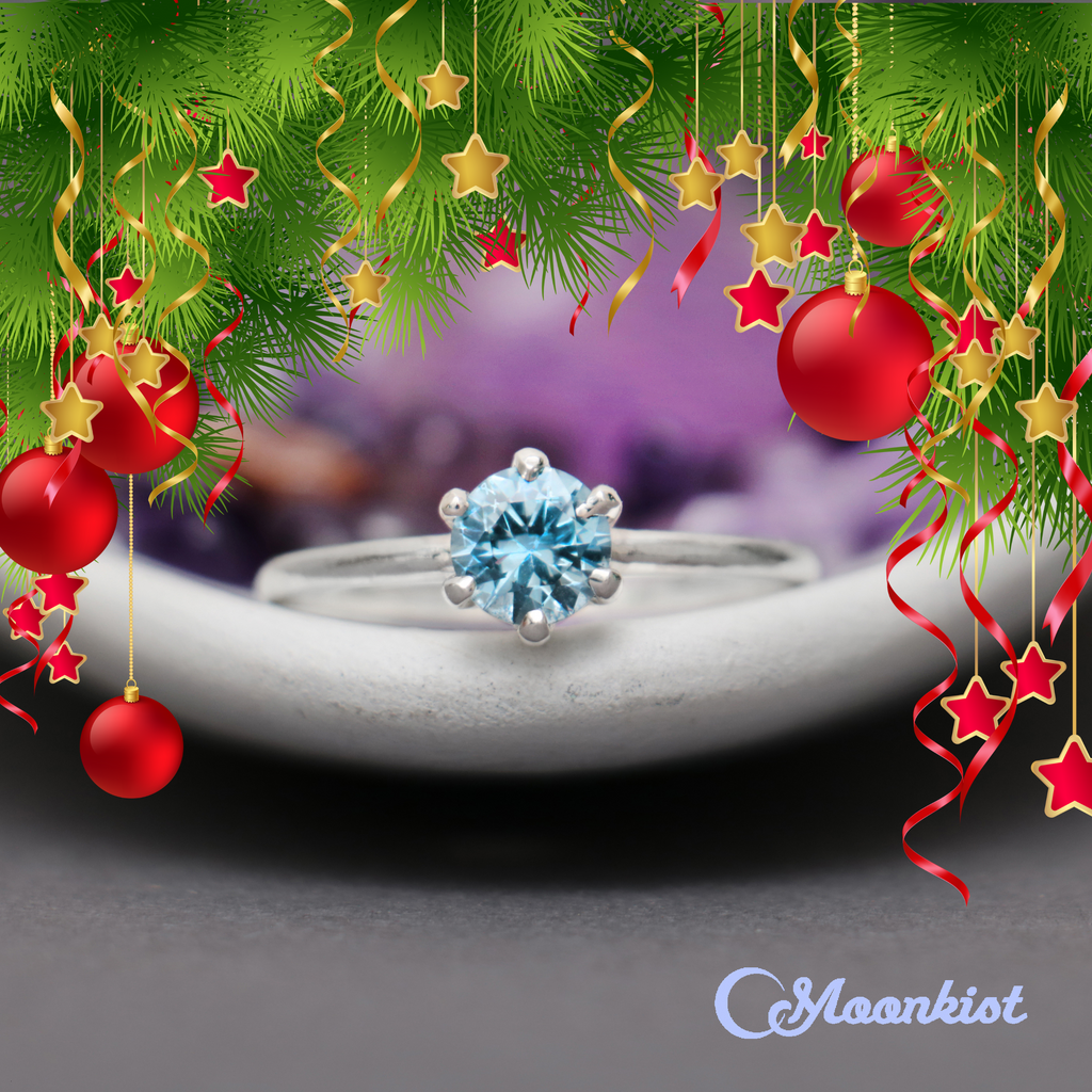 Cyan Blue Spinel Women's Solitaire Ring  | Moonkist Designs