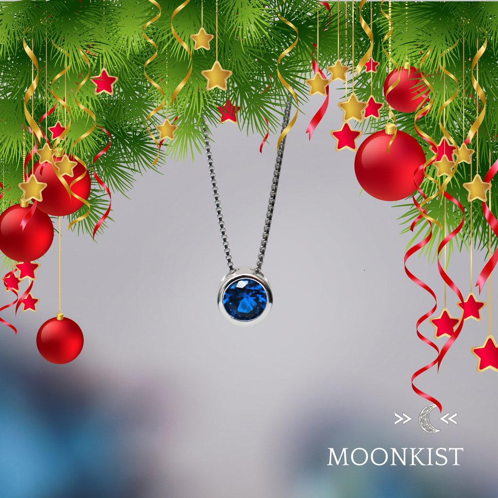 Sterling Silver Dainty Sapphire CZ Floating Pendant | Moonkist Designs